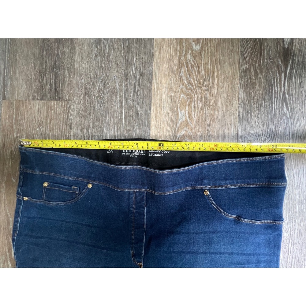 Slim Factor by Investments Leggings Women 2X Blue Skinny Cuff Pull On Denim 3157 - Picture 3 of 8